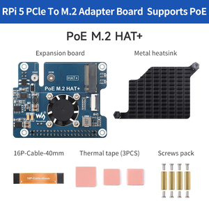 Raspberry Pi 5 PCIe a M.2 adattatore con supporto PoE protocollo NVMe M.2 unità a stato solido 802.3af/a rete Standard Pi 5 PoE cappello - Product Image 6