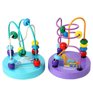 Mini cartone animato in legno con perline giocattolo per 1-3 anni di bambini di riconoscimento del colore puzzle di educazione precoce genitore-bambino - Product Image 6