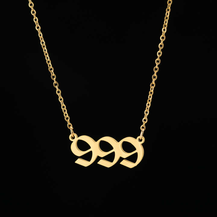 Waterproof Dainty Spiritual Stainless Steel Jewelry 111 222 333 444 555 666 777 888 999 Angel Number Necklace for Her Gift