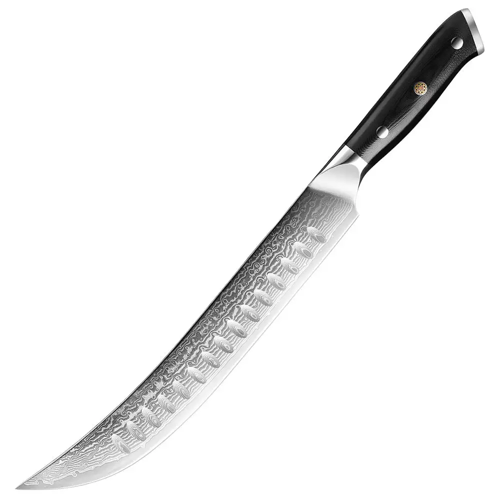 Couteau de Barbecue de 10 "pouces de Long couteau d'abattage fait à la main en acier damas couteau à trancher Chef de cuisine tranchant antidérapant