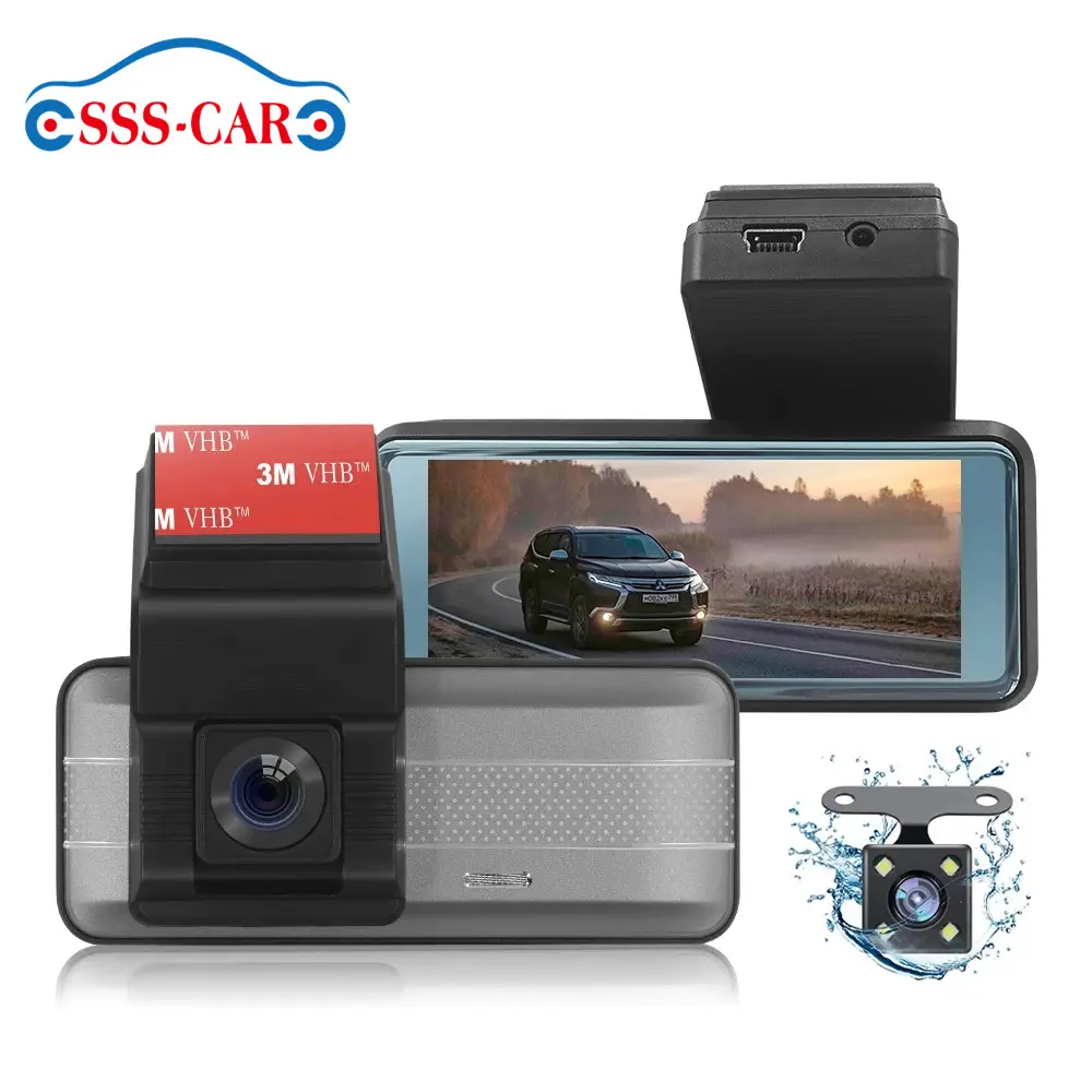 3,16 pulgadas HD 1080p DVR cámara de coche grabar visión nocturna Dash CAM frontal y trasera doble lente coche DVR video dashcam