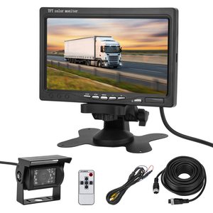 Sistema de cámara de respaldo de 7 pulgadas, 12V/24V, HD, 1080P, impermeable, visión nocturna, monitoreo de Vista trasera frontal con líneas de estacionamiento para camión - Product Image 1
