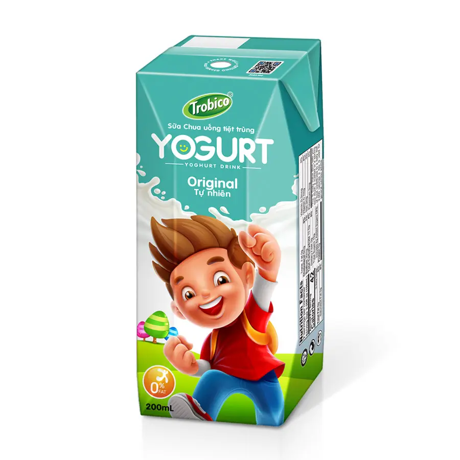 OEM üreticisi Vietnam paketlenmiş 200ml kağit kutu yoğurt içecek çocuklar için