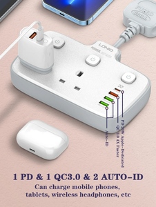 LDNIO SK2492独立开关短线2插座 + 3 PD & QC USB端口20w最大电源板英国 - Product Image 3