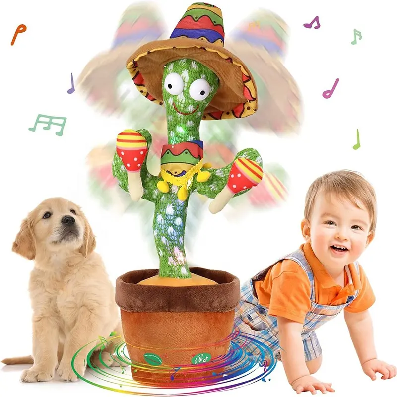 Aufnahme wiederholt, was Sie sagen Tanzender Kaktus Sprechender Kaktus Babyspielzeug mit Hut