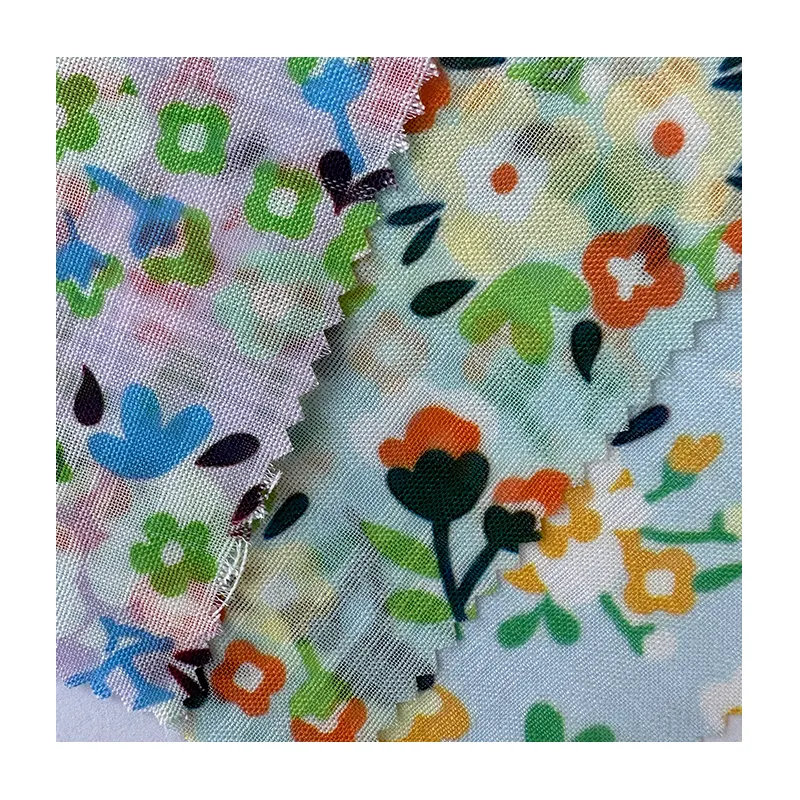 RIGU Textiles Venta al por mayor de impresión digital de tela de gasa de satén de seda suave y personalizada con rayas florales 85gsm