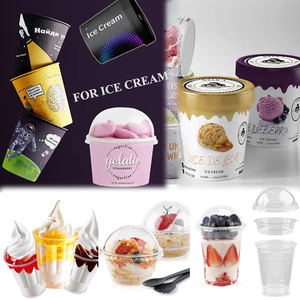 3 <strong>4</strong> 8 12 <strong>oz</strong> 100ml Print Disposable Custom Small Icecream Paper Packaging Tub Tube Parfait Container PET Plastic Ice Cream <strong>Cup</strong> - Product Image 1