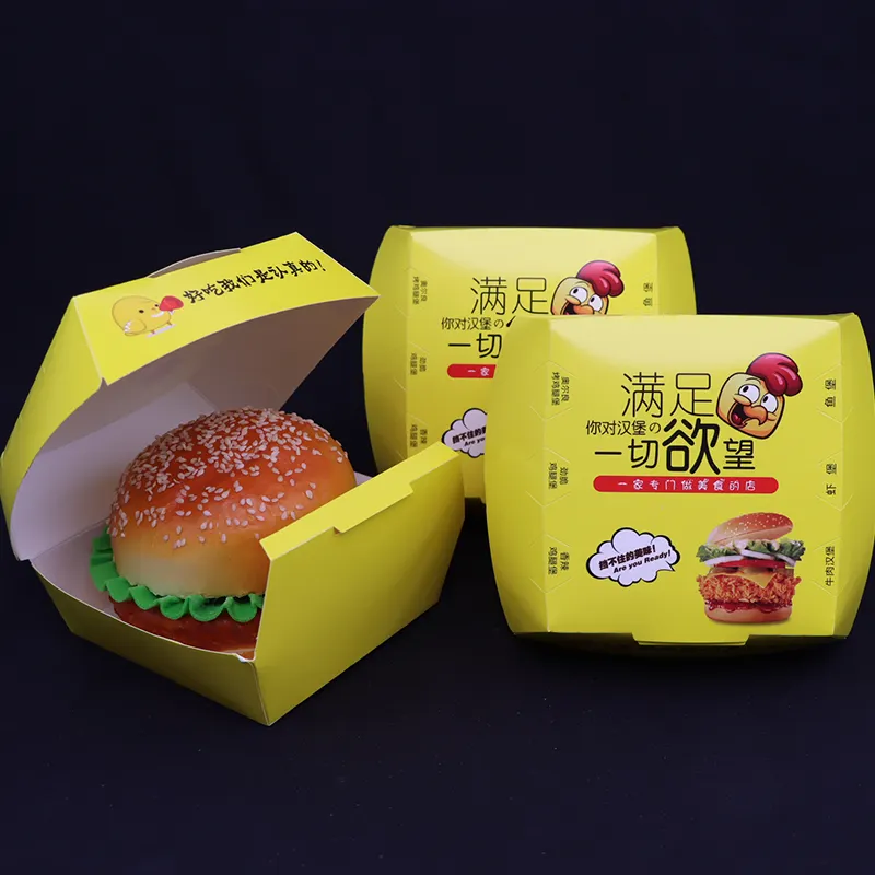 صندوق تعبئة الأطعمة السريعة ورقي آمن على الغذاء للاستعمال مرة واحدة شكل عربة طعام للهامبورجر والدجاج المقلي والبرجر
