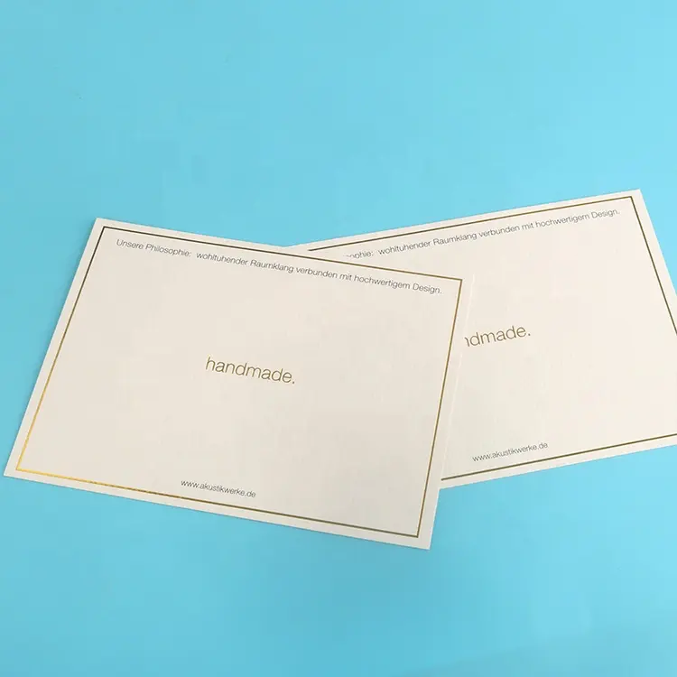 بطاقات معايدة من الورق المحبوك, بطاقات معايدة عالية الجودة مخصصة لطباعة أوفست تحمل شعار الشركة التجارية باللون الذهبي
