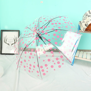 ร่มพีวีซี POE Polka Dot สีสันสดใสด้ามยาวตรงโปร่งใสเป็นของขวัญเป็นจุดสีร่มโฆษณา - Product Image 5