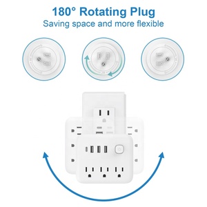 7 in 1 Mini Power Strip <strong>with</strong> USB Ports 180&deg; <strong>Rotating</strong> Plug 3 Outlets 3 USB-A 1 USB-C Portable Fast Charging Power <strong>Sockets</strong> EL-111 - Product Image 3