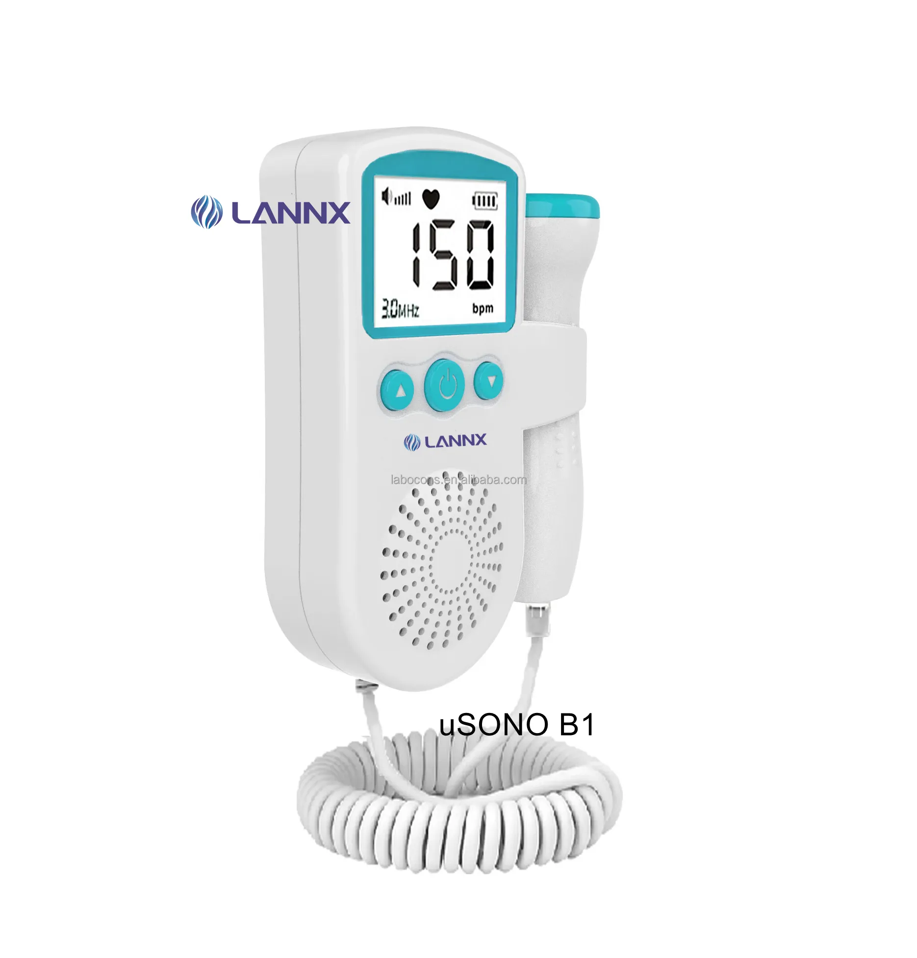 Lanx uSono B1 Monitor de coração fetal para mulheres grávidas, ultrassom portátil, monitor de bolso para bebês, Doppler de pênis, ultrassom de mão