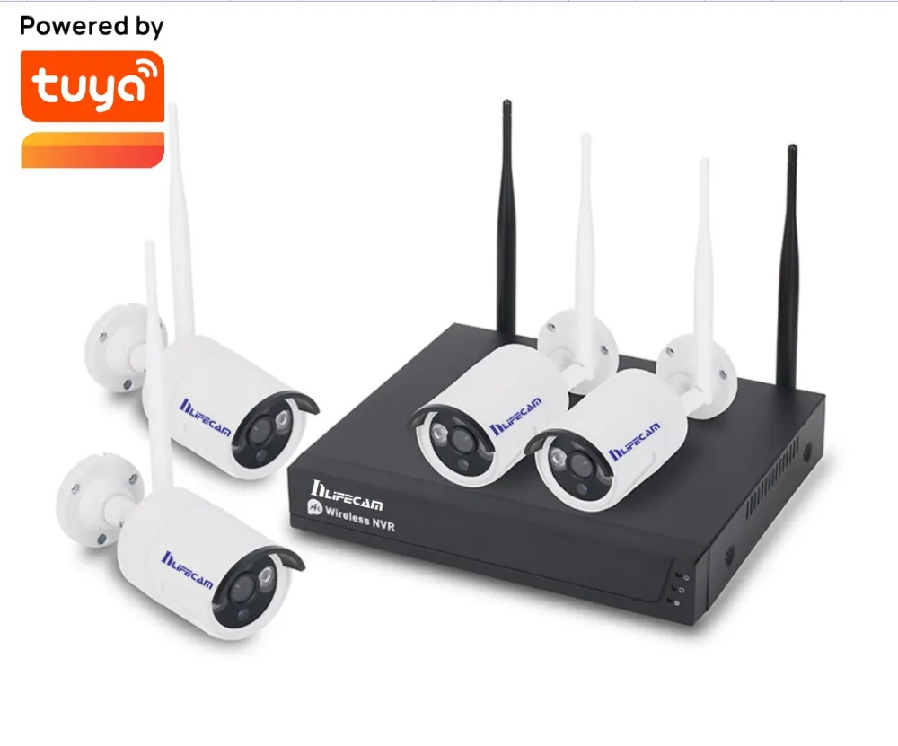 Kablosuz CCTV sistemi 8CH 1080P Tuya akıllı APP NVR 2.0MP açık su geçirmez Wifi IP güvenlik kamera ses Video gözetim kiti