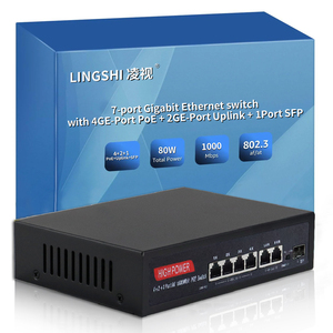 Active 52V PoE + สวิตช์อีเธอร์เน็ต4เครือข่าย10/100/1000Mbps พอร์ต IEEE 802.3 af/at สวิตช์เครือข่ายกล้อง IP - Product Image 2