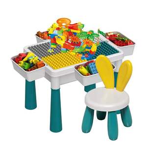 Hot Sell Children's Building Block <strong>Multi</strong> <strong>Function</strong> Baby's Learning <strong>Table</strong> <strong>Game</strong> Toy <strong>Table</strong> Chair Large Particle Building Block <strong>Table</strong> - Product Image 1