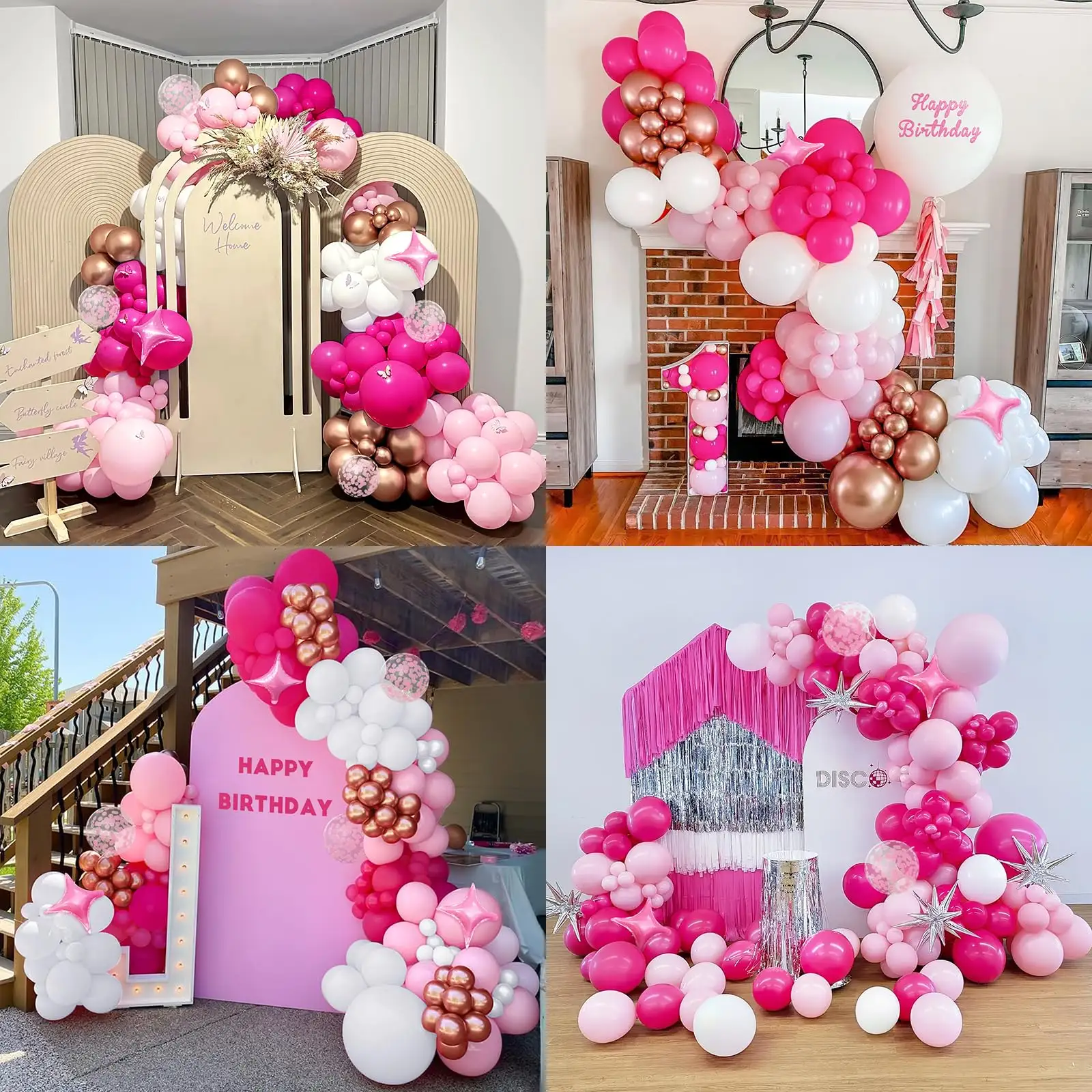 Guirlande de ballons rose métallisé rose or rose avec pour fille femmes anniversaire fiançailles proposition fournitures de mariage