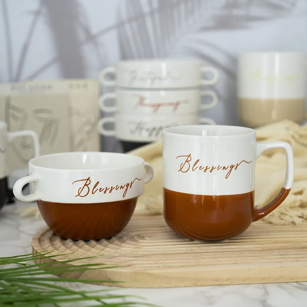New Design Ceramic Soup Bowl Mugs Customized Ceramic Bowl and Mug Set