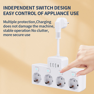 Presa di estensione portatile Multi-funzione EU 4 AC generale presa di corrente con 4 Usb e interruttore individuale - Product Image 6
