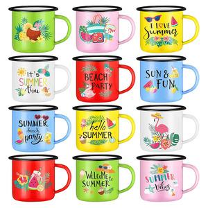 18oz 500ml EU US Cream Color Custom <strong>Animal</strong> <strong>Decorative</strong> Design Enamel Coffee Bear Water Metal Enamelware Cup <strong>Mug</strong> with Black Trim - Product Image 6