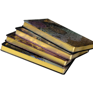 Kraft Libretas Luxury Debossed <strong>Embossed</strong> logo Carve <strong>Pattern</strong> Gold Foild Stamping Jourbal <strong>Notebook</strong> with Gold Edge - Product Image 1