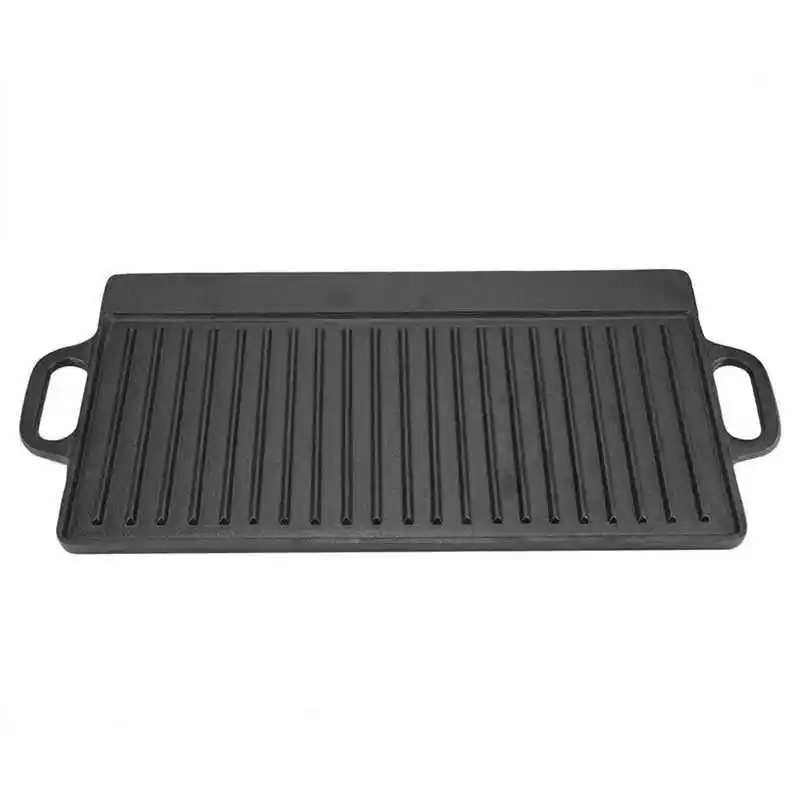 Griddle Pan Non Stick Cast Iron Grill Griddle Pan Ridged and Flat Double Sided Baking Cooking Tray Bakeware