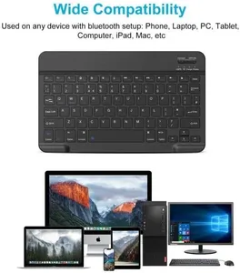 Teclado BT ultradelgado Mini teclado inalámbrico portátil recargable para Apple iPad iPhone Samsung Tablet teléfono IOS Android 10"