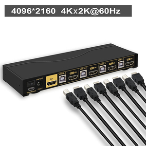 JideTech 4-Port <strong>KVM</strong> HDMI <strong>Switch</strong> with Audio USB Interface 4Kx2K@60Hz Kit Cables
