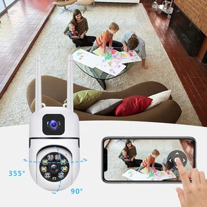Tuya V380 ICsee App Anpassbares Doppel objektiv 360-Grad-Zwei-Wege-Audio-WLAN-PTZ-Kamera Nachtsicht-Speicher karte Daten speicherung