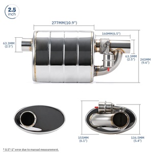 Stainless Steel 2.5&quot; 3&quot;3.5&quot;Slant Outlet <strong>Tip</strong> Inlet Weld on Single Exhaust Muffler With Different Sounds/Dump <strong>Valve</strong> Exhaust Cutout - Product Image 5