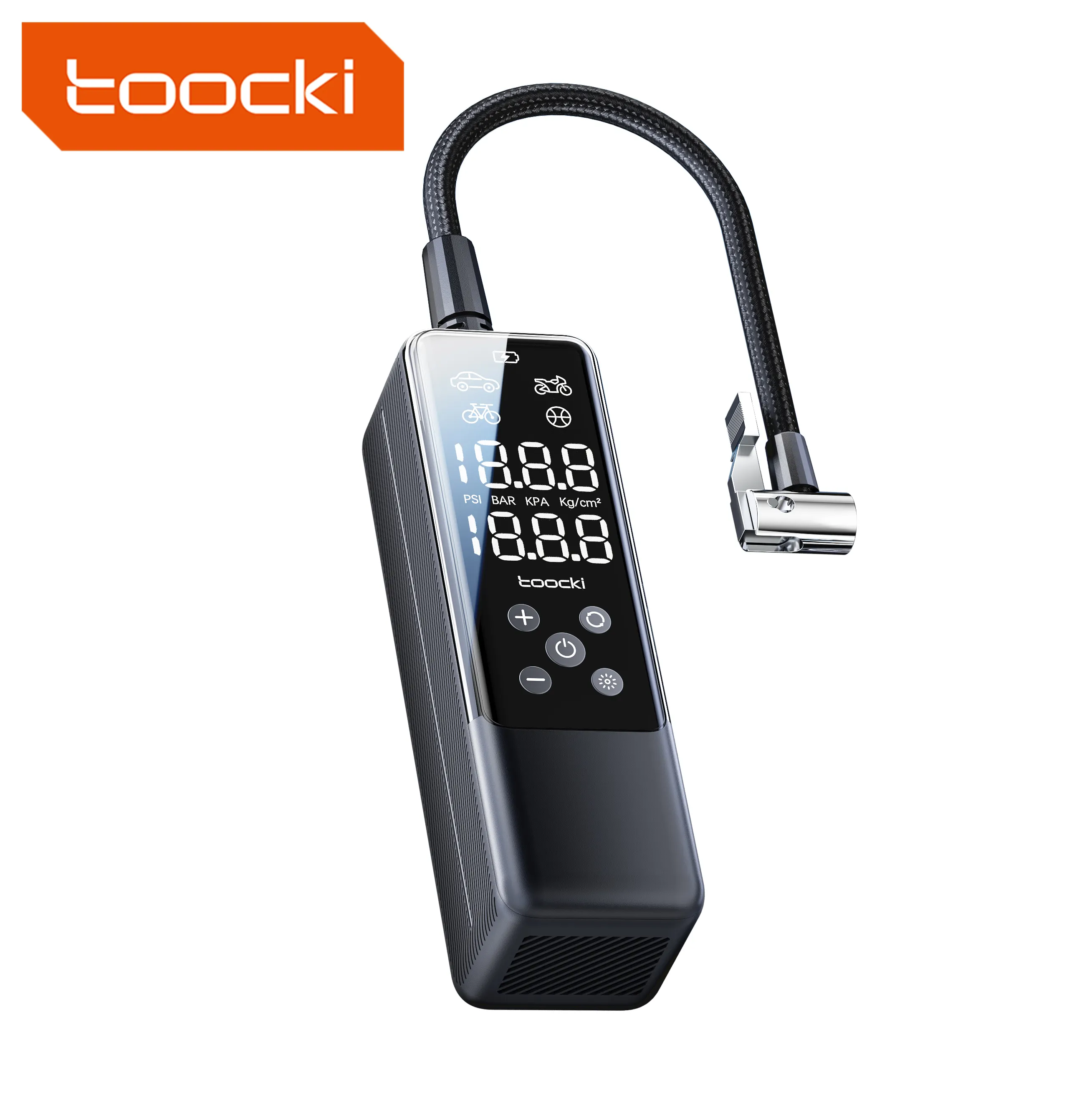 Toocki nouveauté 85w noir portable indicateur de puissance gonfleur compresseur numérique voiture pneu pompe