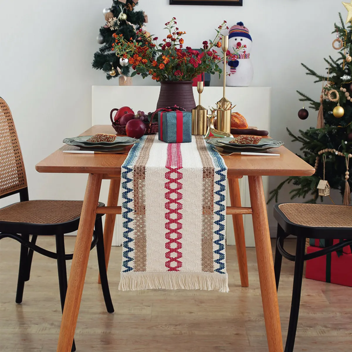 Tavolino da caffè bandiera cotone e lino tessuto nappa semplice decorazione tovaglia retrò