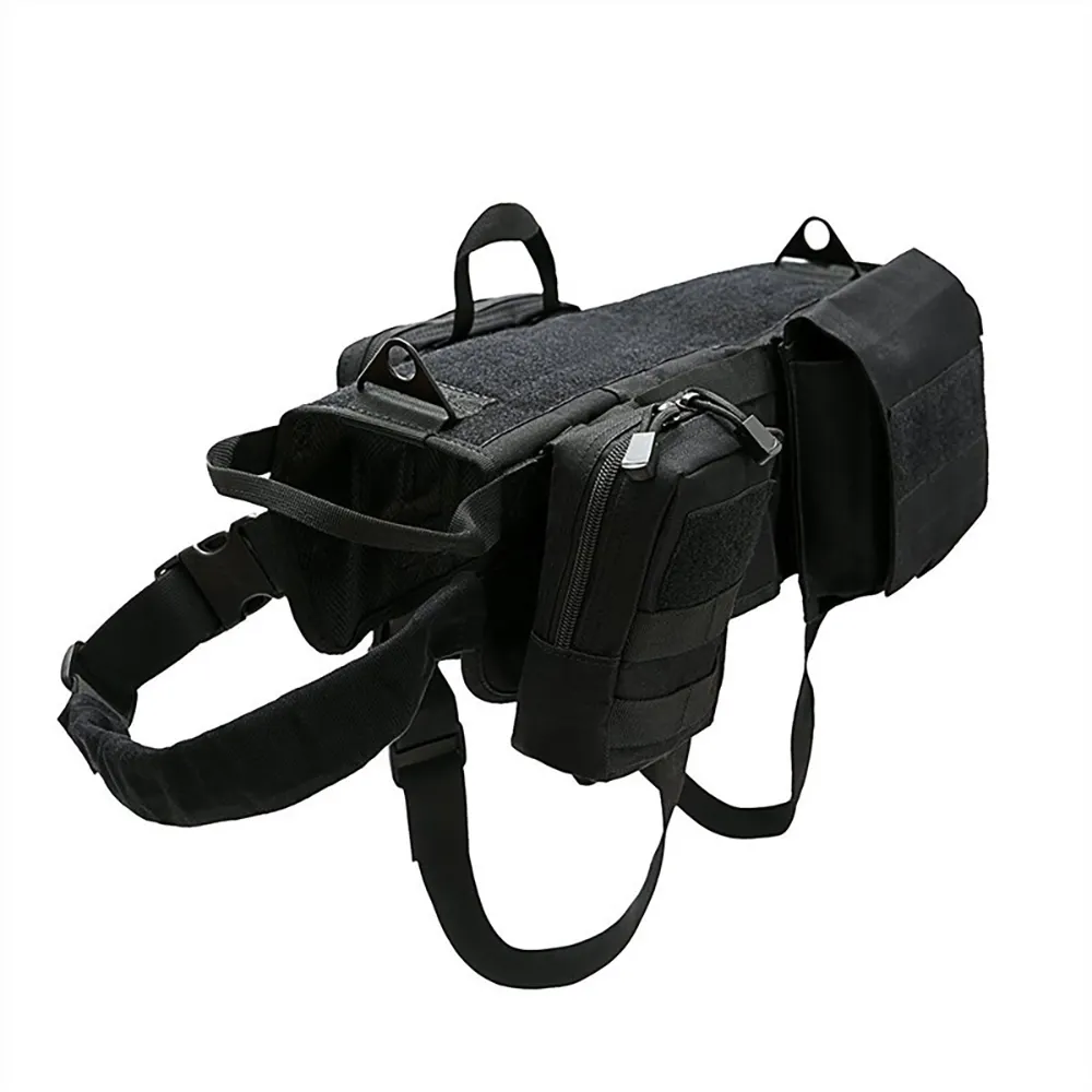 Dog Tactical Vest Removable Bag Anti Blast Nylon Harness Attachable Bags