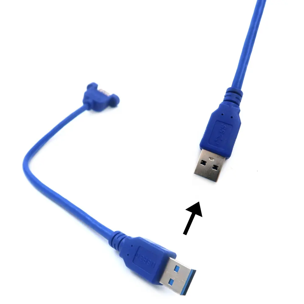 USB 2.0 3.1 타입 C 마이크로 B 여성 나사 패널 마운트 USB C 마이크로 B 남성 직선 앵글 어댑터 연장 케이블