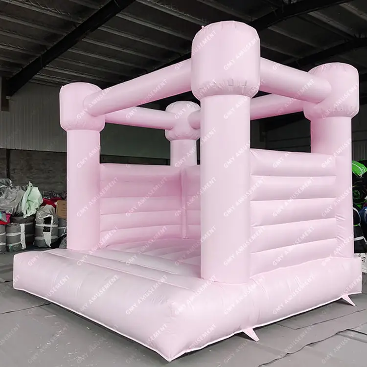 เด็ก Bouncy ปราสาทงานแต่งงานสนุกสีขาวทั้งหมด Pastel Light สีชมพูร้อน Bounce House