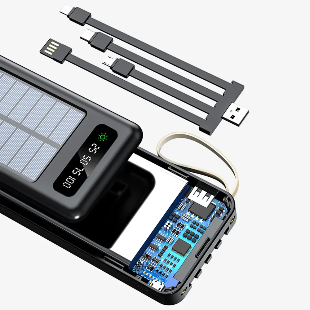 Banca di energia solare banca di energia solare solare caricatore Mobile 20000mah Power Bank con cavo