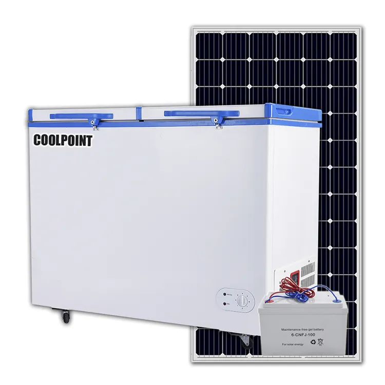 DC-congelador portátil con batería de 12v y 24v, paneles solares alimentados por pecho profundo, 268 litros, nuevo diseño para el hogar