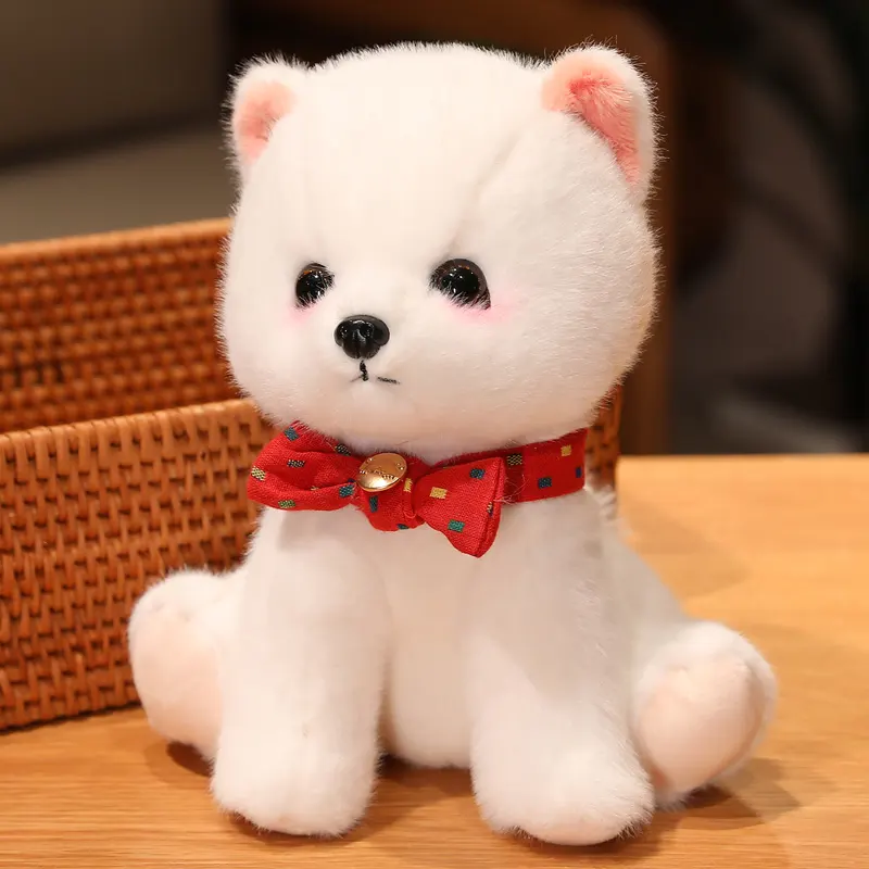 Valentine's Day Hot Sale 22CM Small Teddy Bear Hiromi dog with bow tie White Stuffed Animal bedtime toys Soft Cute Bear Plush