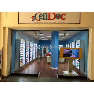 Vitrina de teléfono móvil MDF personalizada para tienda minorista y centro comercial para uso en Escritorio de ordenador