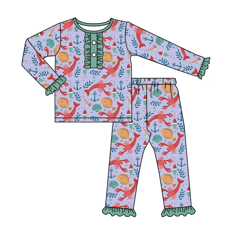 Nuovo design di alta qualità a basso prezzo pigiama per bambini 100% cotone aragosta camicia a maniche lunghe pantaloni vestiti per bambini