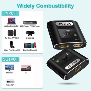 HDM1 Switch 4K 60Hz, HDM1 2,0 Switcher 2 en 1 Out Divisor bidireccional de aluminio 2x1/1x2 Compatible para Switch (rojo) - Product Image 5