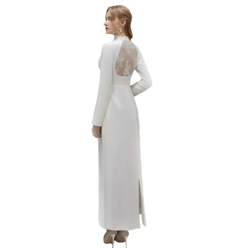 FANWEIMEI-vestido de novia musulmán, traje de boda con imagen Real Simple de cuello alto, n. ° 1048