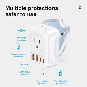 PD 20W Multifunktions-Reise adapter EU-US-Reisest ecker adapter mit 2 Steckdosen 4 USB-Anschlüsse (2 Typ C) Schnell lade adapter - Product Image 3