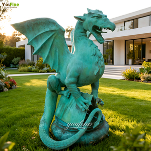Youfine Tùy Chỉnh Kích Thước Màu Sắc Thiết Kế Trang Trí Sân Vườn Cuộc Sống Kích Thước Màu Xanh Lá Cây Phương Tây Bằng Đồng Rồng Điêu Khắc - Product Image 1
