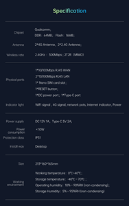 Plery Solar Indoor CPE <strong>LTE</strong> 4G Router with SIM Card Slot 5G Wi-Fi Supported 300 Mbps Max LAN Data Rate WEP Encryption - Product Image 4