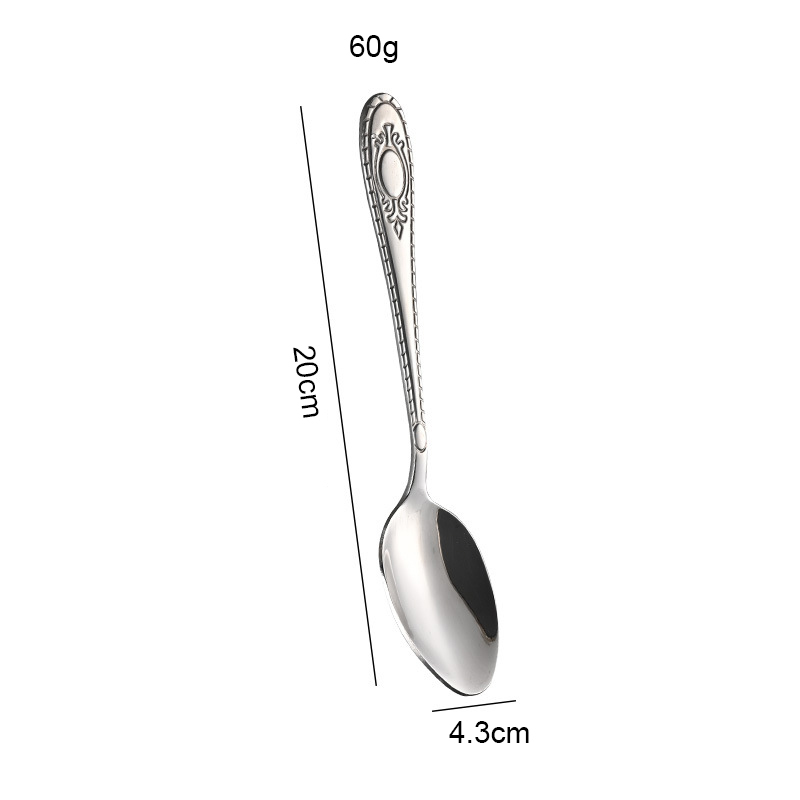 Cuchara de cena de plata con flor de espejo