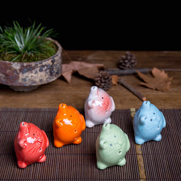 6 Hole Pottery Flute Cute Cat Shape Children's Toy Folk Musical Instrument