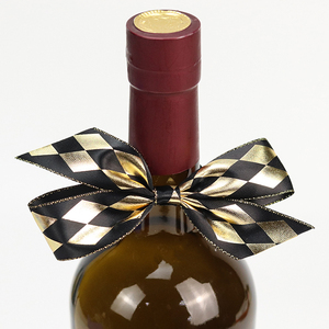 Ribbon <strong>Bow</strong> DIY <strong>Elastic</strong> <strong>Loop</strong> <strong>Custom</strong> Logo Printed Solid Fabric Wine Bottle <strong>Bow</strong> Ribbon Single Face Gift Packing Decoration - Product Image 2