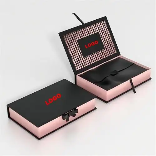 صندوق فاخر مخصص بشعار للسيدات على شكل كتاب مزود بشريط صندوق هدايا مغناطيسي لتعبئة مستحضرات التجميل والعطور