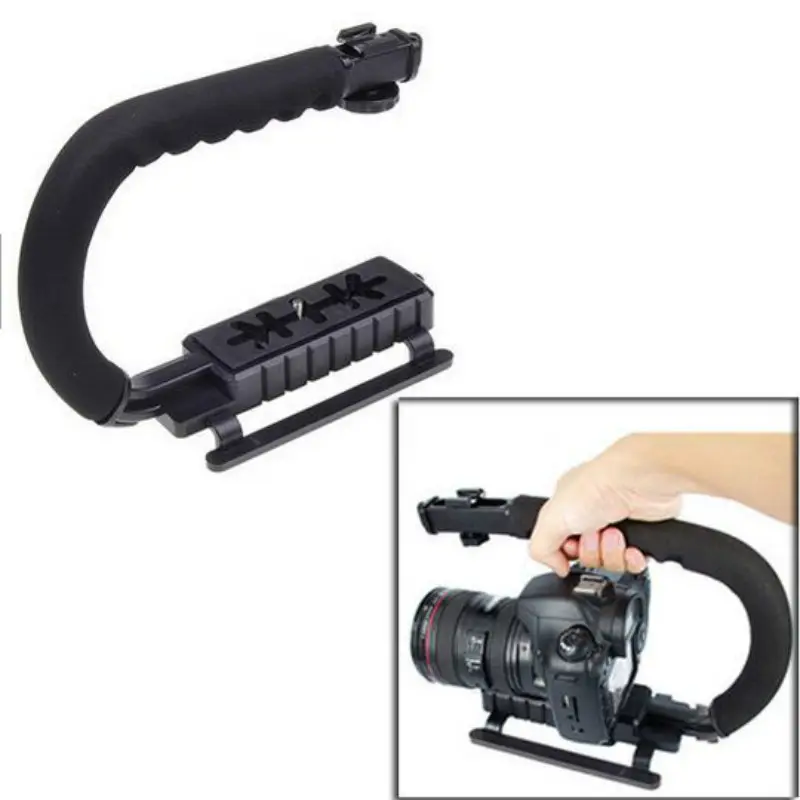 सी आकार फ्लैश ब्रैकेट धारक वीडियो संभाल हाथ में स्थिरता पकड़ के लिए DSLR एसएलआर कैमरा फोन Gopro AEE मिनी डीवी Camcorder
