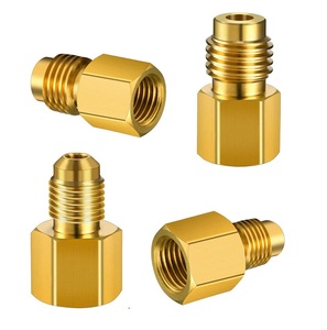 Brass Refrigerant Tank Adapter to R12 Fitting Adapter 1/2 <strong>Female</strong> <strong>Acme</strong> to 1/4 Male Flare Adaptor Valve Core and Vacuum Pump - Product Image 1